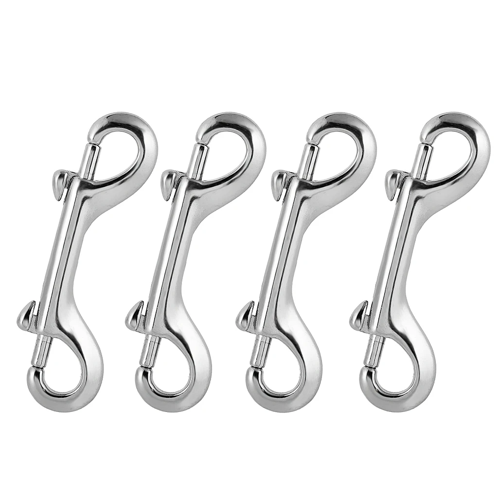4pcs Stainless Steel Diving Double End Bolt Snap Buckle Metal Clip Silver for Underwater Sports Outdoor Boating Marine Sailing