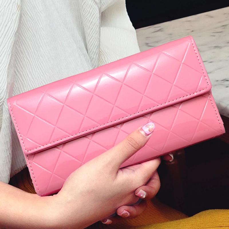 

Special offer Beautiful Fashion Patent leather women wallets Long brand designer purses Elegant women clutch bag