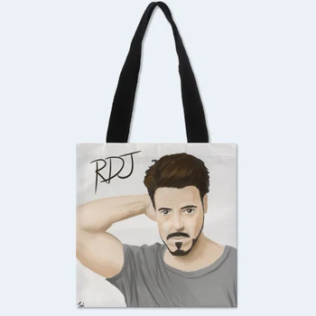 

Custom Robert Downey Jr printing shoulder bag canvas tote bag shopping travel bags book handbag Two sides printed custom logo