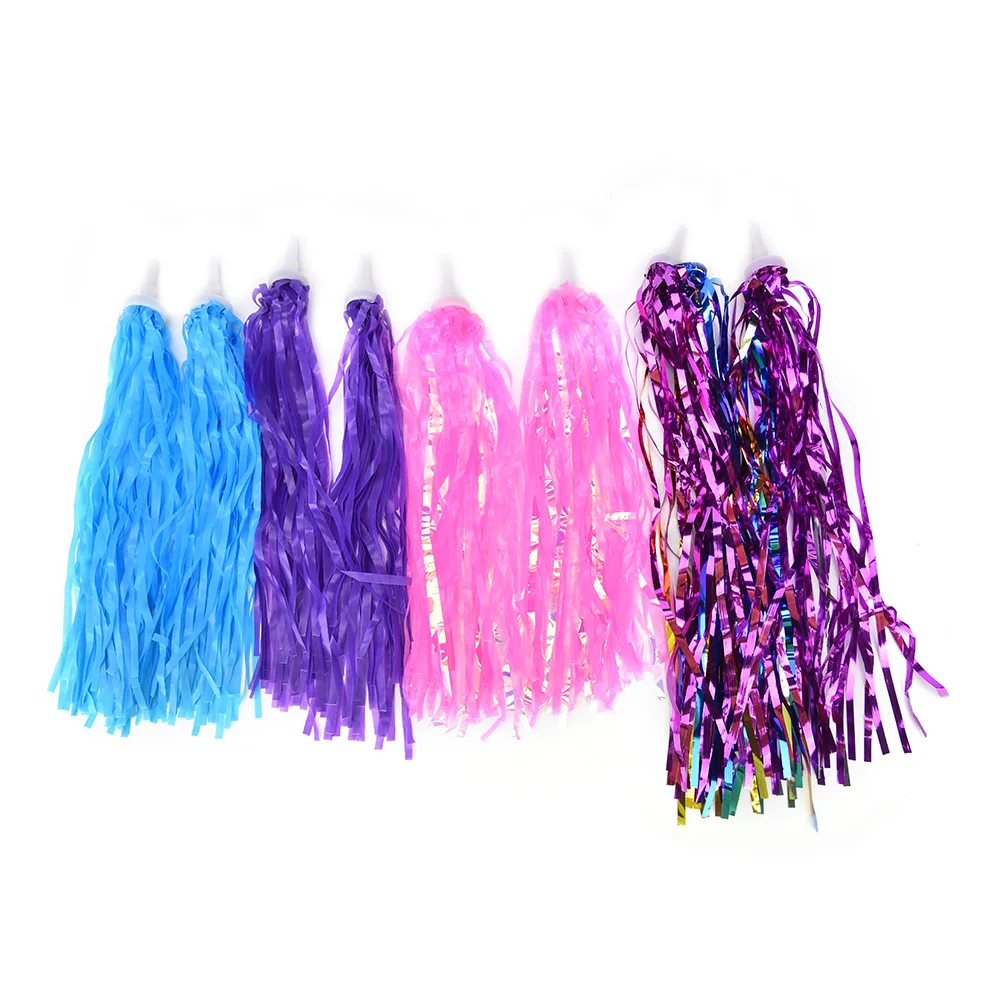 Pair KIDS Bike//Cycle HANDLEBAR GRIFF TASSELS STREAMERS PINK AND WHITE RIBBONS