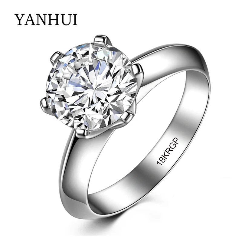 

Authentic Jewelry 18KRGP Stamp Original Gold Rings Set Big 8mm 2 Carat SONA CZ Zircon Gold Filled Wedding Rings For Women R-168
