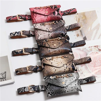 

2019 Waist Bag for Female Fashion snakeskin pattern Detachable Belt Waist bag