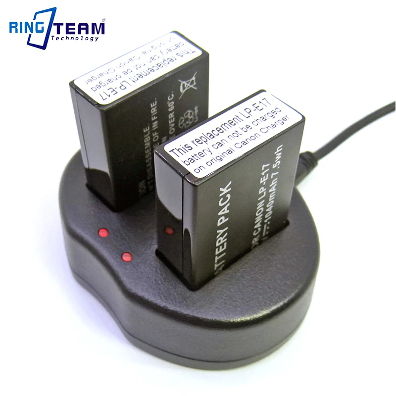 Двухканальное Зарядное устройство USB LCE17 LC E17 для Canon E17E Battery EOS Rebel T6i 750D T6s 760D 77D 200D M3