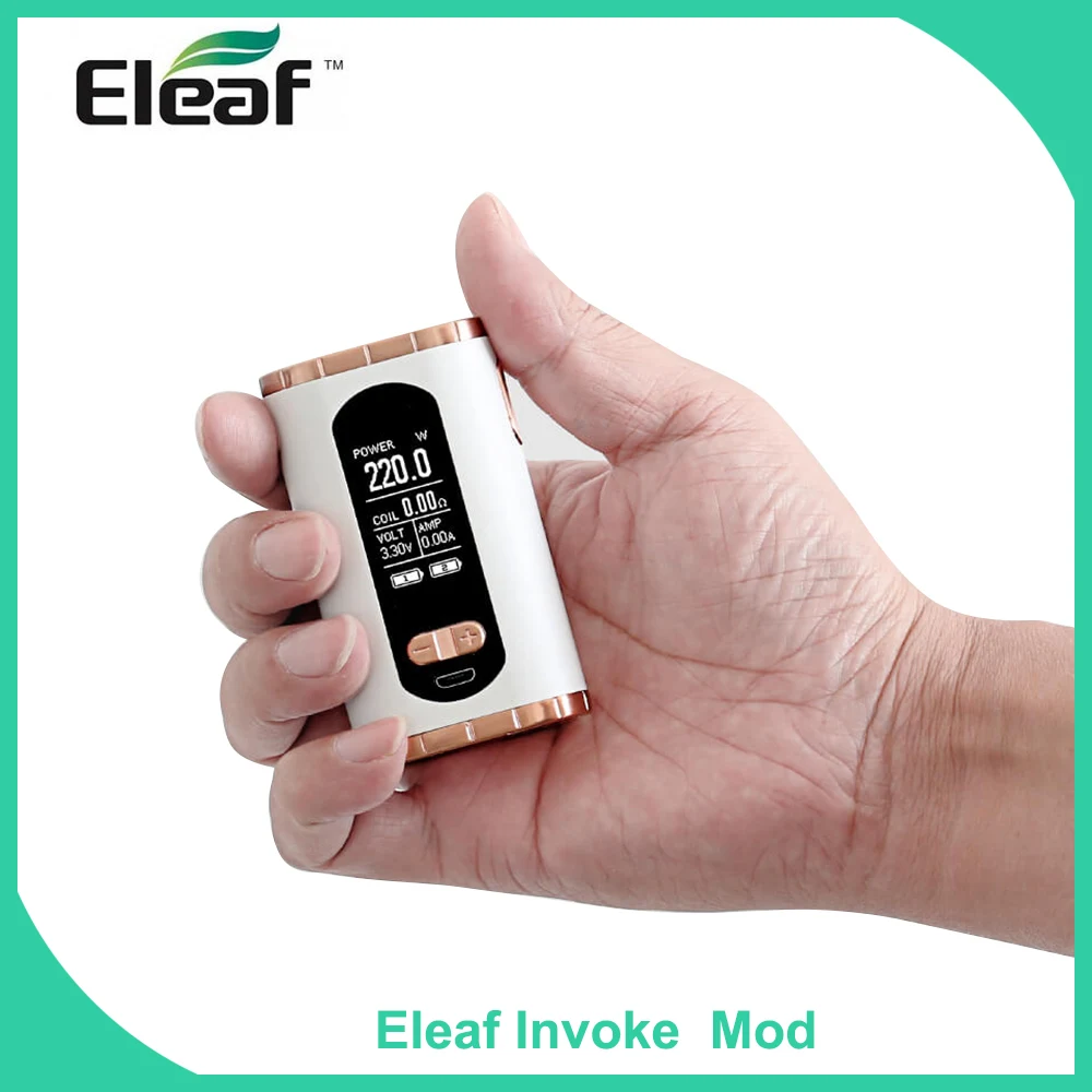 

100% Original Eleaf Invoke 220W Box Mod HW3/HW4 Coil uses dual 18650 battery mod box electronic cigarette vape mod