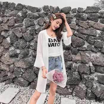 

Summer Long Loose Blouse Tops Women Casual Vintage Cardigan Ladies Blouse Top