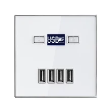 SRAN 4 отверстия USB разъем с светодиодный выключатель света настенная розетка питания белое огнезащитное покрытие Материал ПК семейные вечерние розетки