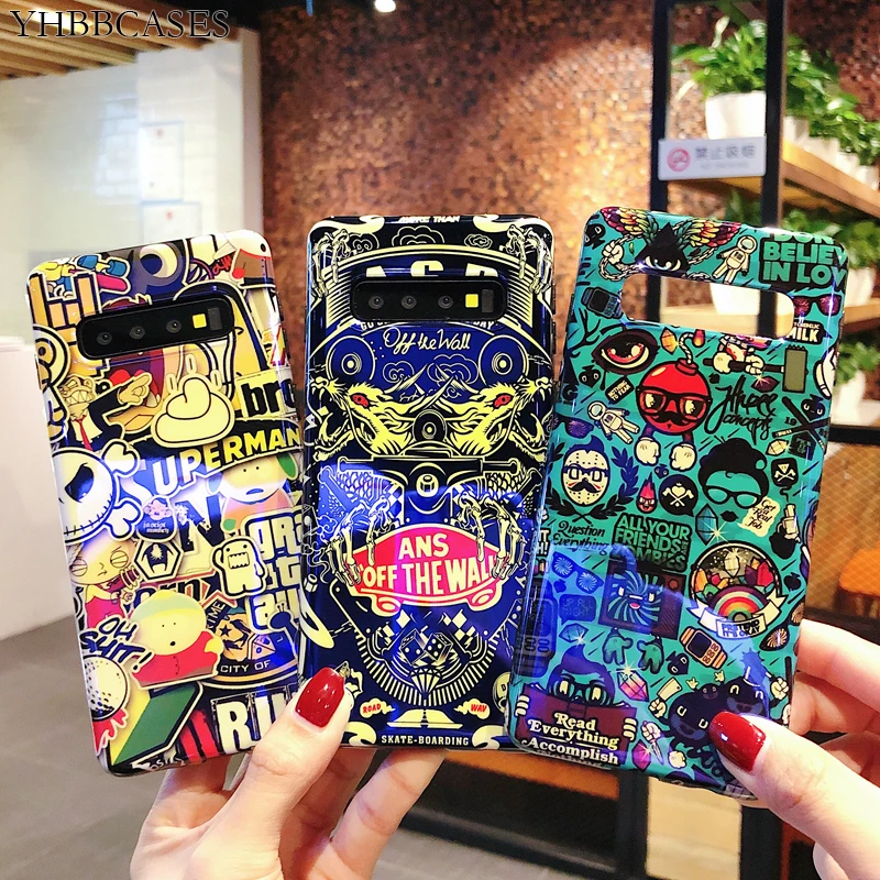 YHBBCASES Blu-Ray чехлы с мультяшными буквами для Samsung Galaxy S10 S8 S9 Plus крутой чехол телефона