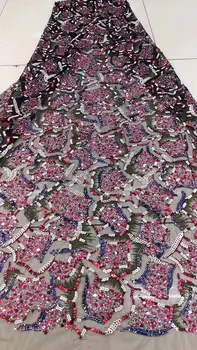 

Beautiful African lace fabric french tulle lace fabric latest arrival hot sale 5 yards for dress SYJ-5255