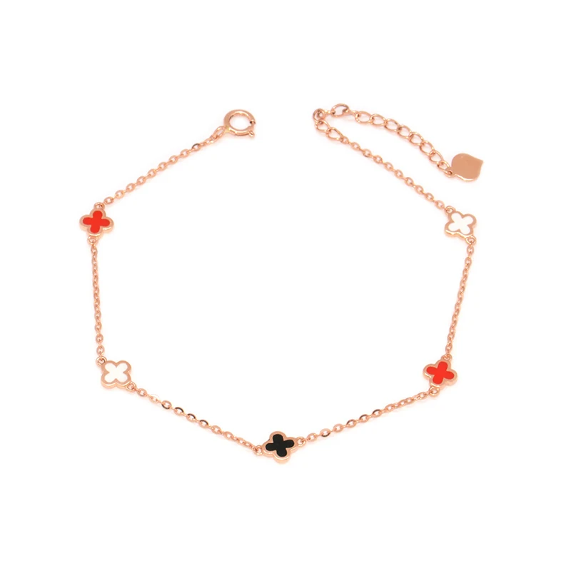 

Hot Upscale 18k True Real Solid Genuine Gold AU750 4-Leaf Clover Charm Bracelets Bangle for Women Girl 2019 Fancy Trendy Jewelry