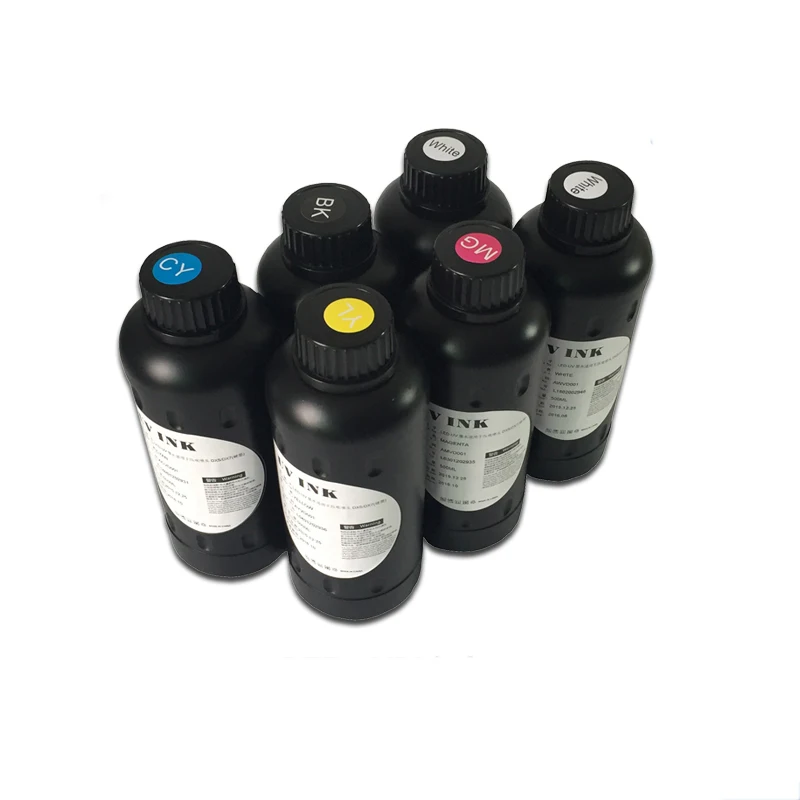 

LED UV Ink 6 colors(CMYKWW) 500ML 6Bottles/Set LED UV Ink For Epson UV flatbed printer