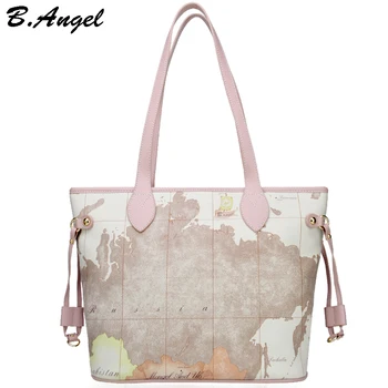 

High Quality World Map Women Bag Fashion Big Casual Tote Bag Special Handbag Brand Designer Waterproof Retro Shoulder Bag