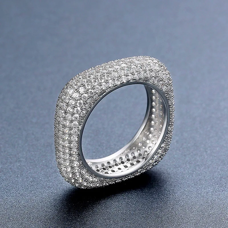 Austrian Zircon Fashion Ring Micro Paved Cubic Zircon Ring Square Finger Rings for Women Bague Anel Anello Halka Prsten Ringen  (2)