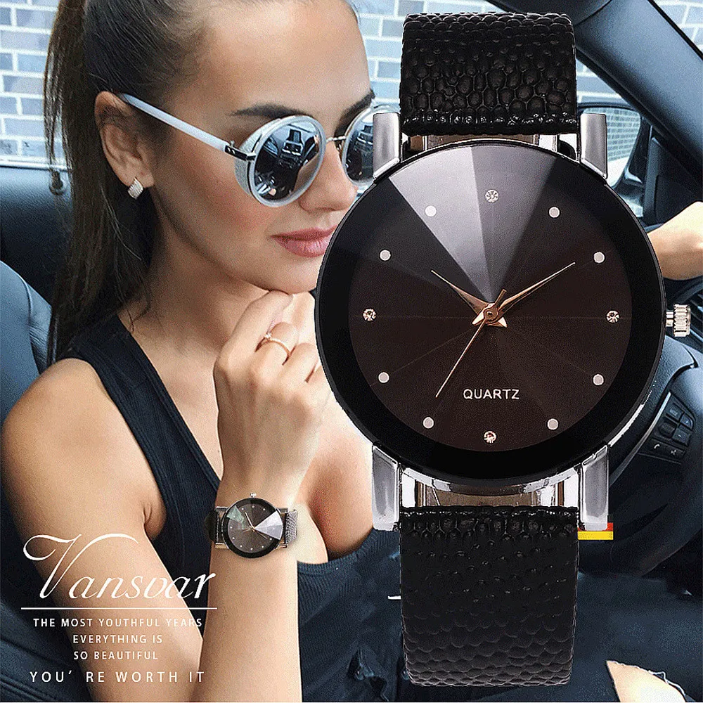 

Relogio Luxury Women's watches Fashion temperament Quartz Round ladies Watch Leather Band Newv Strap Watch Analog Wrist Watch *A