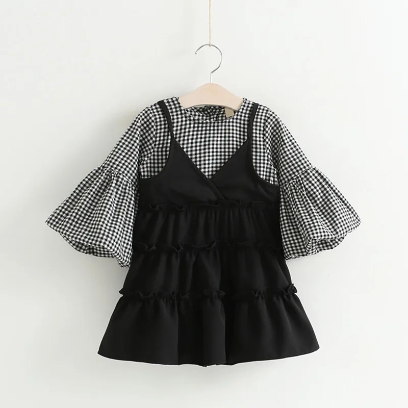 

DFXD New Arrival 2018 Spring Baby Girl Casual Dress Flare Sleeve Stitching Kids Dresses Little Girl Holiday Dress Vestido 2-8Y