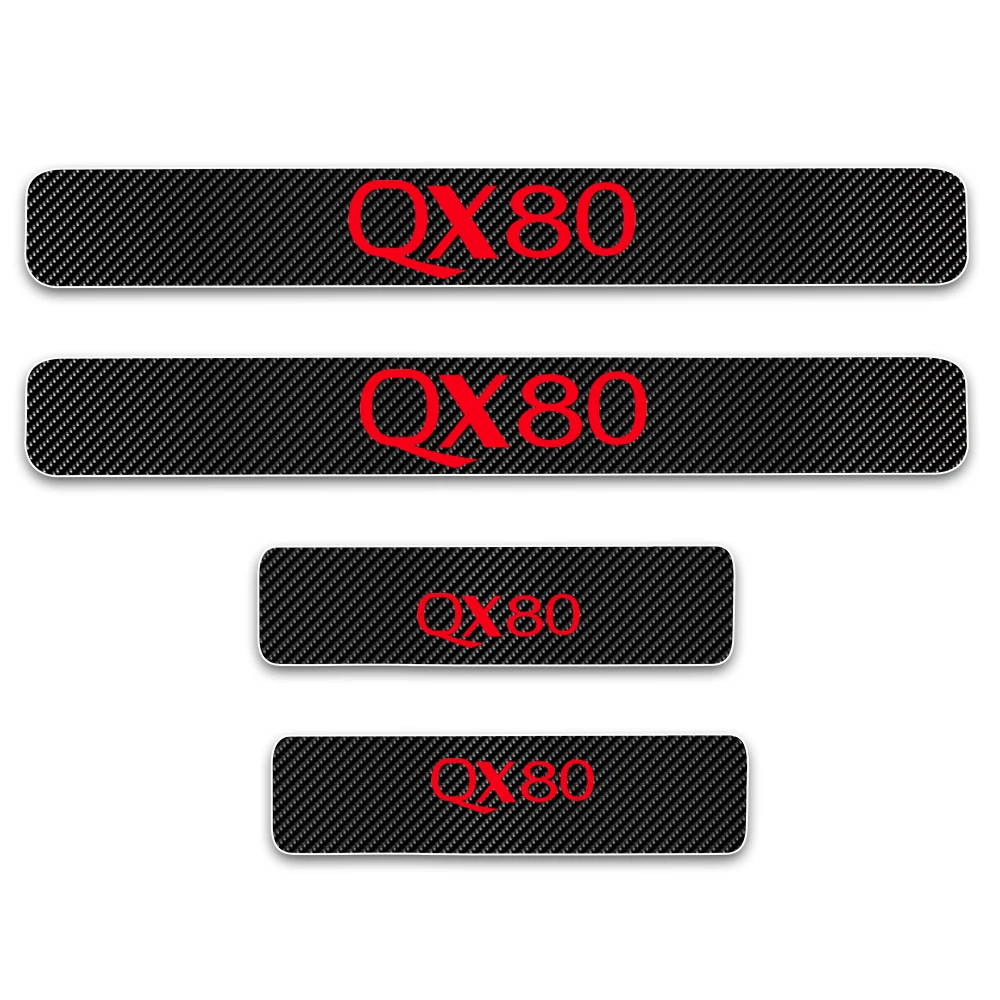 

4D Carbon Fiber Vinyl Sticker Car Door Sills Scuff Plate Door Threshold For Infiniti QX80 Door Entry Guard 4Pcs Auto Accessories