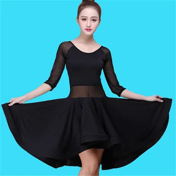 

Adult Latin Dance Dress Woman Practice Dress 2019 Performance Latin Dance Skirt Salsa Tango Black Women Latin Dance Dresses