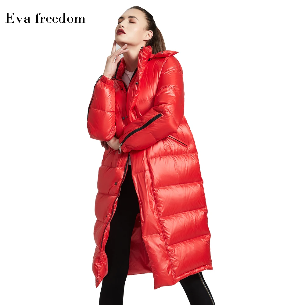 Бренд Eva Freedom пуховик 2018 зима Новое поступление для женщин с капюшоном длинный