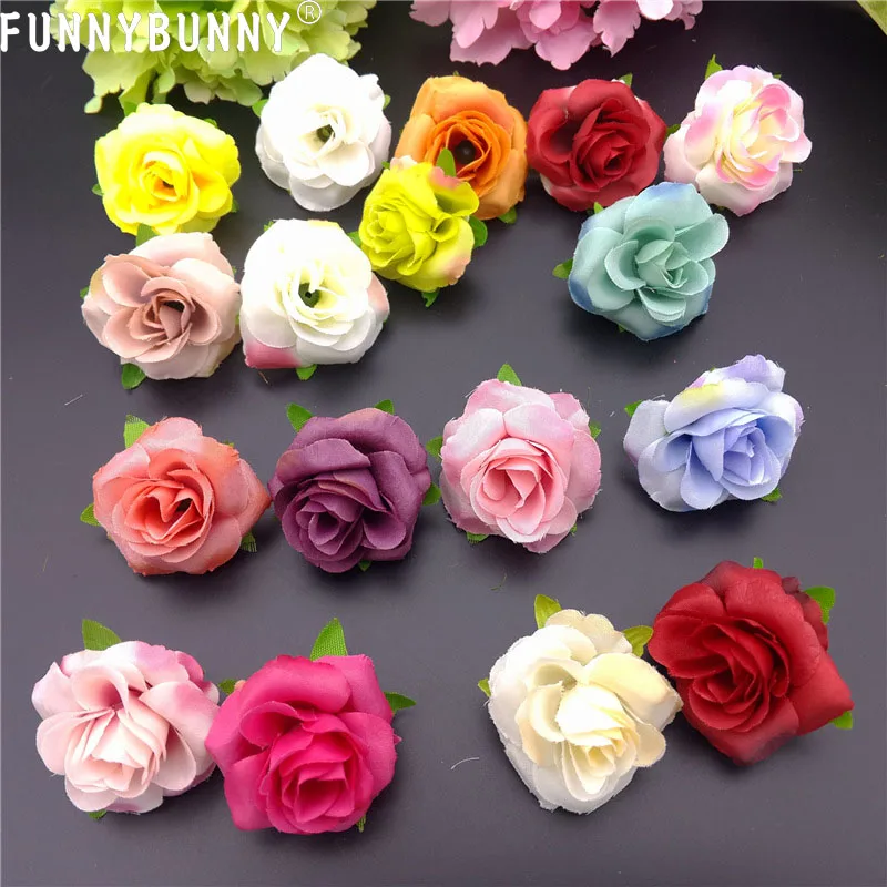 

FUNNYBUNNY 10PCS Artificial Flowers Heads for Wedding Flowers Accessories Make Bridal Hair Clips Headbands Dress