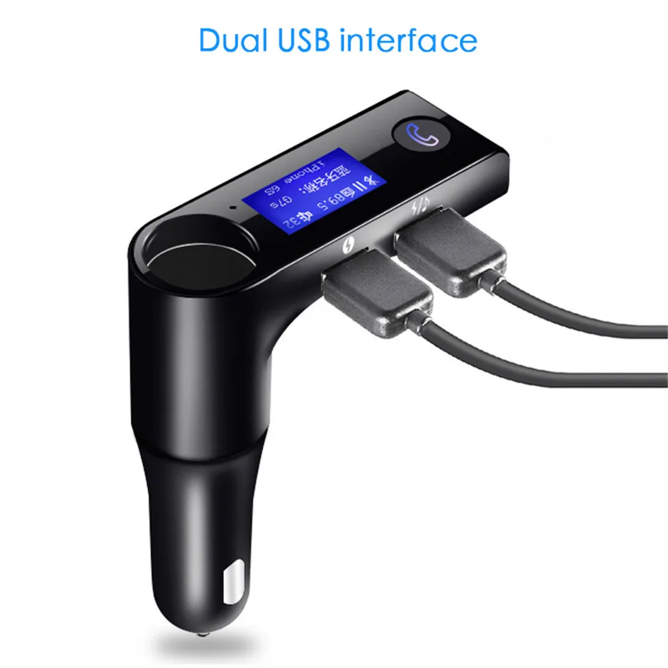  FM Transmitter Hands-free Bluetooth Car Kit Wireless Mp3 Radio Modulator Audio Player Voltage LCD Display USB Car Charger (5)