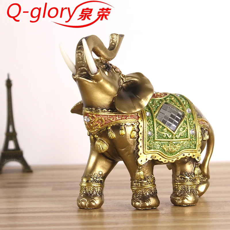 Q-glory Lucky Feng Shui элегантная статуэтка слона ствол вверх статуя слона ремесла украшения для домашнего офиса Настольный Декор подарок