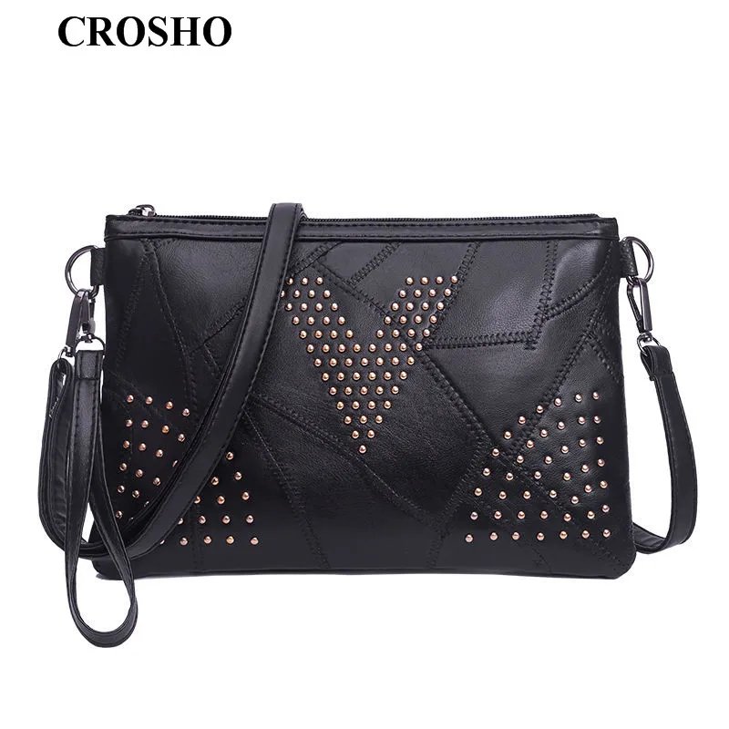 

CROSHO Sheepskin Bag for Lady Hand Bag for Lady Leather Rivet Single Shoulder Bag for Lady Crossbody Bag Envelope Genuine Leathe