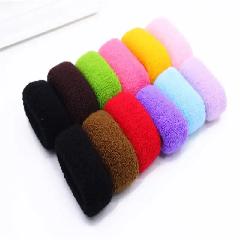 12 pcs//Set Women Wide Elastic Candy Color Towel Hair Bands Hair Rope Hair Ring