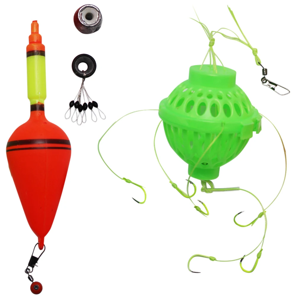 

Fishing Bobbers Bulk Rubber Bobber Sea Monster with 6 Strong Hooks Beads Stopper Set Saltwater Fishing Floats buoy Accessories