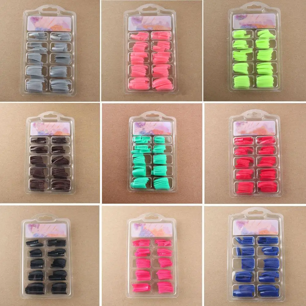 

Hot 100Pcs DIY Acrylic Gel French Nail Art Colored French Tips False Nail Tips