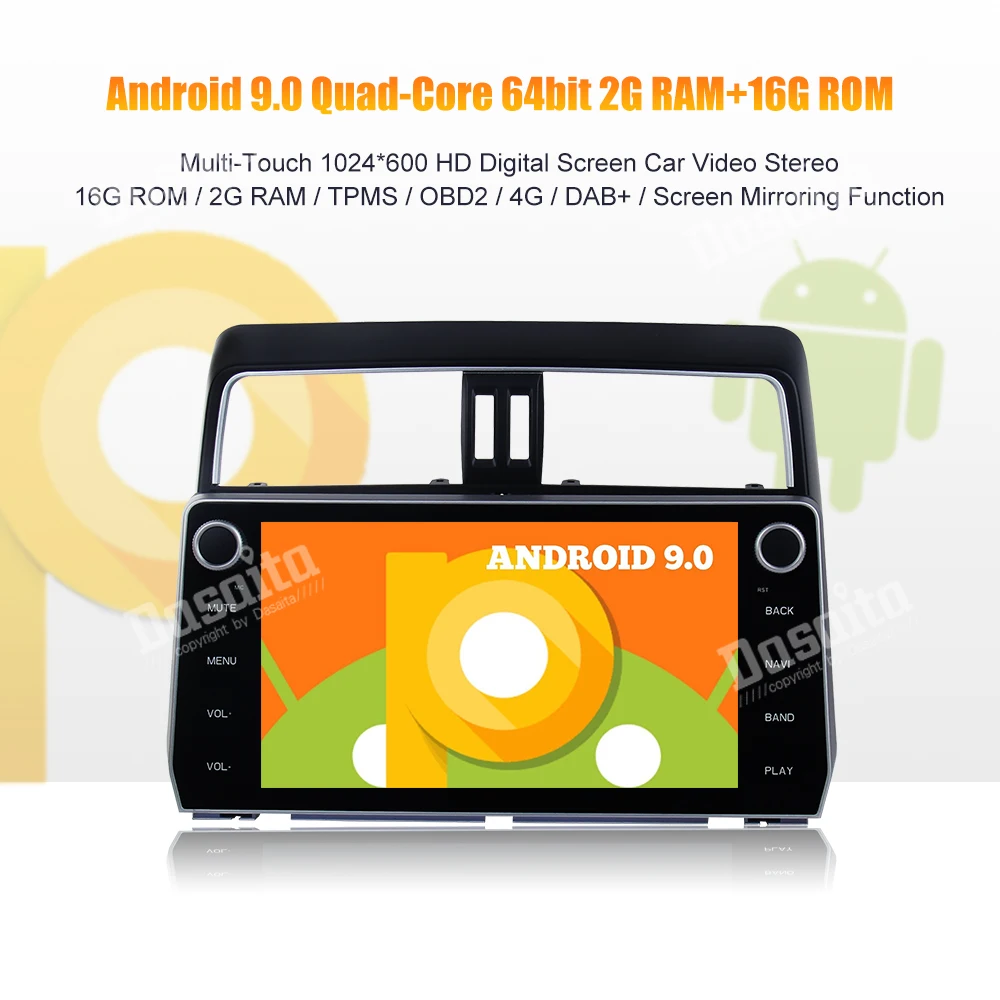 Flash Deal 2 din android 9.0  car audio for Toyota new Prado 2018 Car Radio MP3 WIFI GPS Bluetooth 10.2" IPS Multi Touch Screen 0