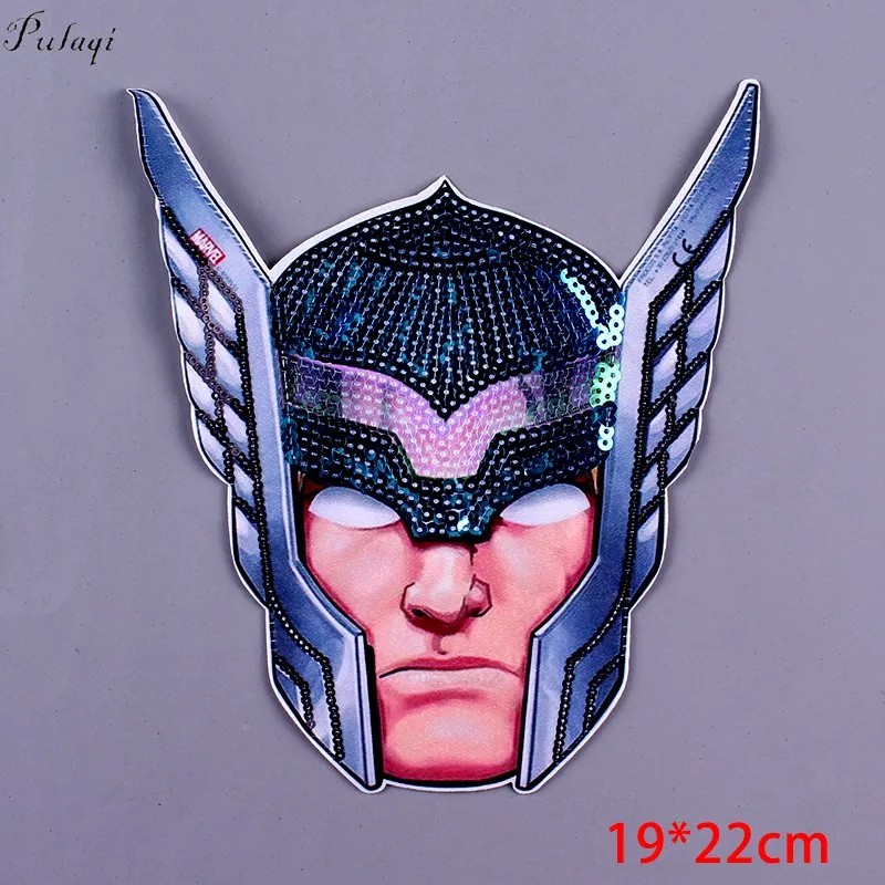 Pulaqi Sequin Avengers Patch DIY Embroidered Patches For Clothing Sew On Patches Cartoon Marvel Stickers Badge Patch For Clothes