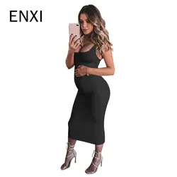 ENXI 2019, однотонное платье для беременных, большие размеры, облегающее платье для беременных, сексуальное платье для беременных, женское