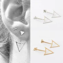Модные ювелирные изделия, позолоченные/посеребренные Двойные треугольные серьги-гвоздики, серьги-пробки для женщин и девушек, элегантные серьги