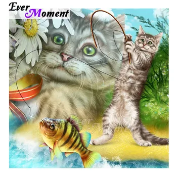 

Ever Moment Diamond Painting 5D DIY Mountain Cat Fishing Handmade Picture Of Rhinestone Square Diamond Embroidery Mosaic 3F1067
