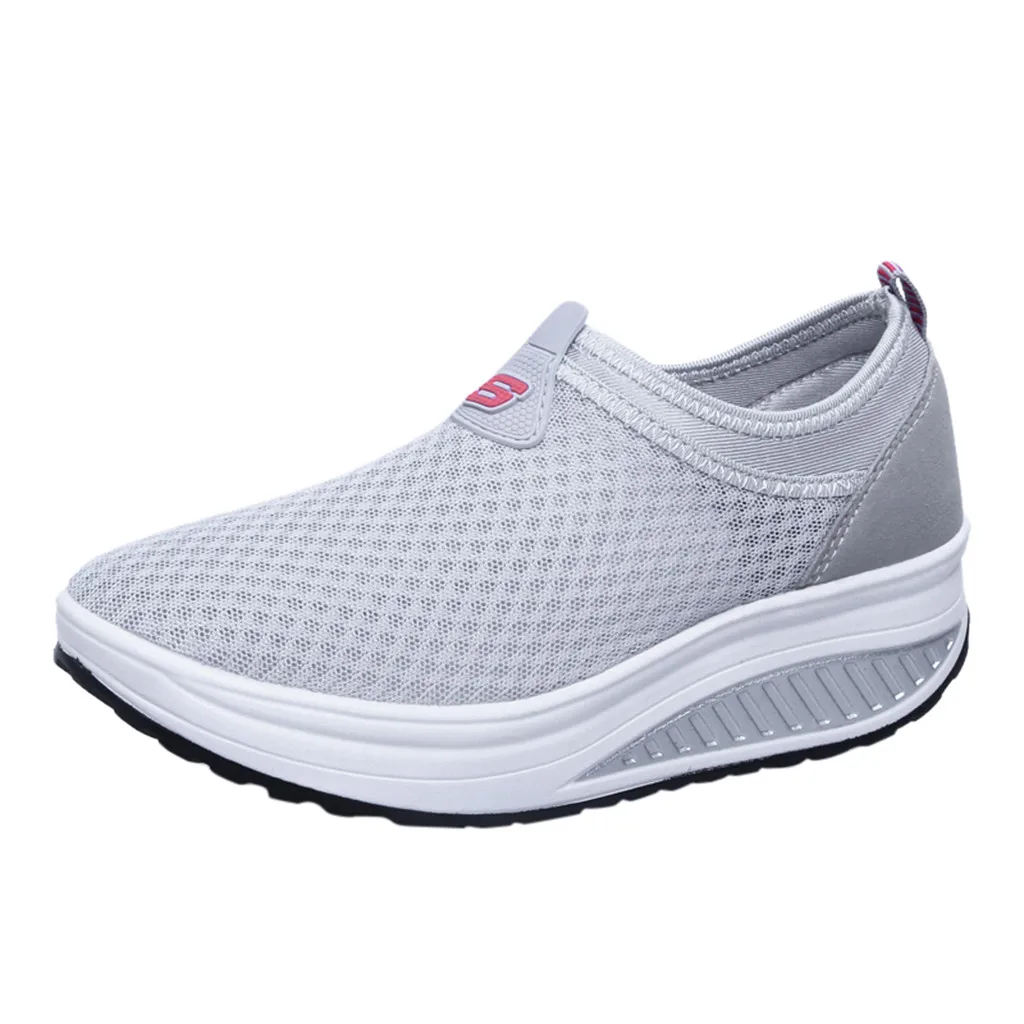 

KANCOOLD Women's Slip On Sport Sneakers Breathable Running Platform Shake Shoes Heightening Large Size Thick Mesh Footwear