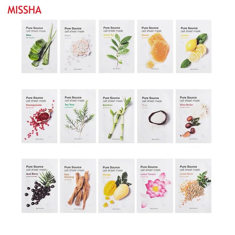 

MISSHA Pure Source Cell Sheet Mask Face Skin Care Facial Mask Hydrating Anti Aging Whitening Acne Treatment Mask Korea Cosmetics