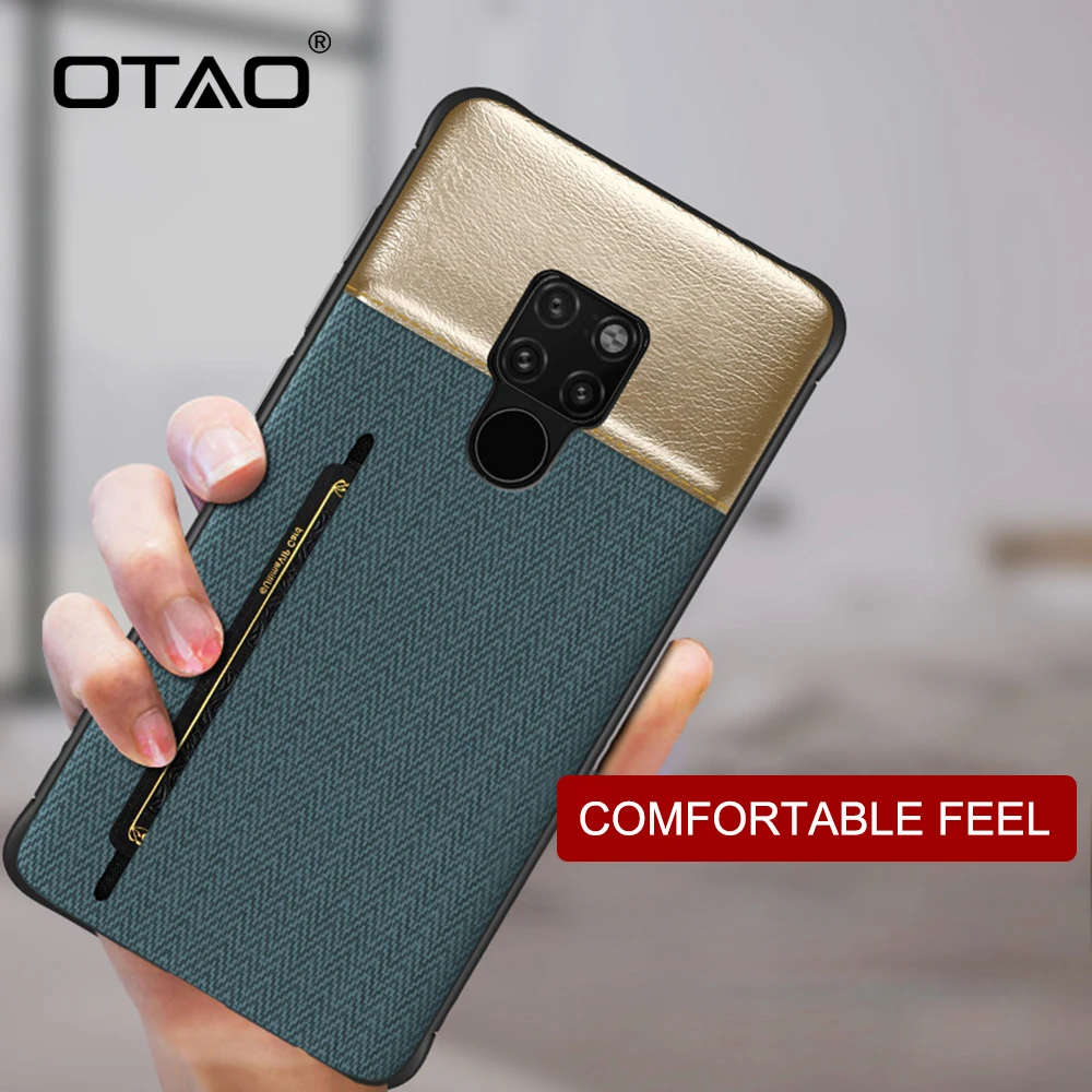 Ультратонкий кожаный чехол OTAO для huawei mate 20 Pro матовый с текстурой ткани P20 P30 Lite
