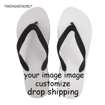 

Twoheartsgirl Customize Your Image Logo Flip Flops for Women,Anti-slip Summer Beach Slippers,Personalized Female Rubber Flipflop