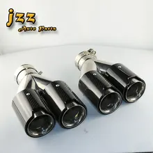 JZZ 1set Auto the dual Straight cut exhaust pipe on the car stainless steel /// M muffler tips for car 63mm inlet with clamp