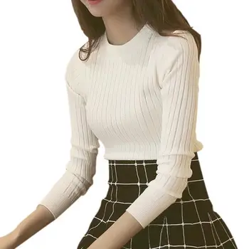 

2019 Autumn Winter Female Sweater High Elastic Turtleneck Fashion Sweater Women Slim Sexy Knitted Pullovers 5 Colors S4