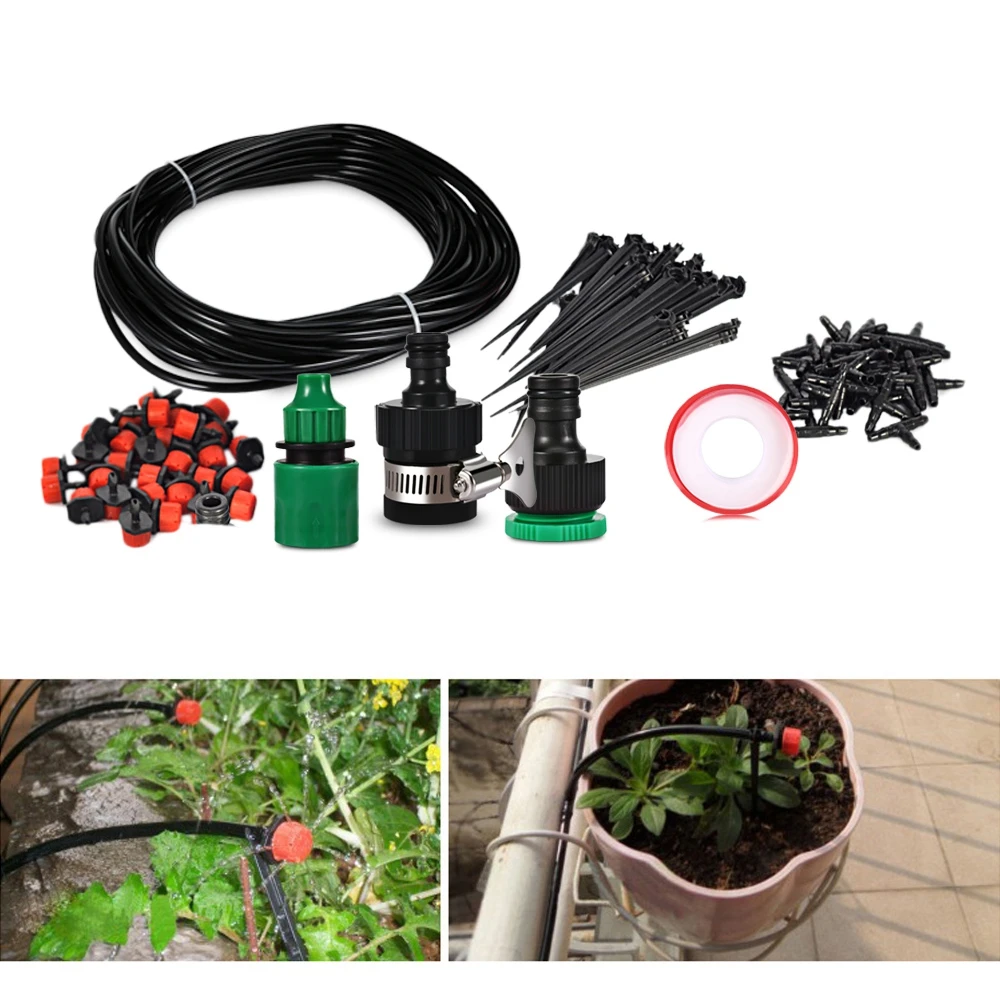 25M DIY Micro Spray Drip Irrigation System with Water Dropperin Watering Kits from Home