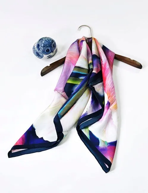 90x90 см Удивительный Цветочный узор Шелковый саржевый шарф женские квадратные шелковые шарфы палантины шаль для OL одежда аксессуары