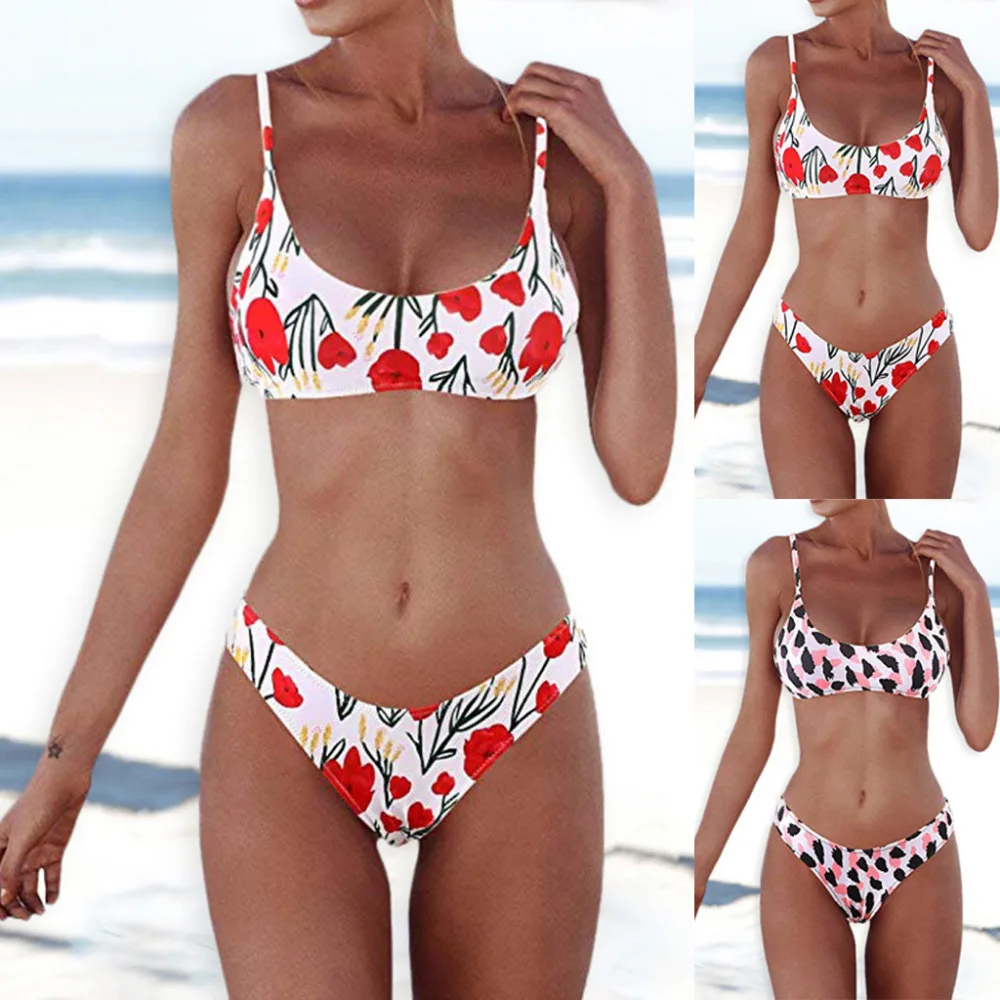 

Stylish Women Swimming Suit Bandeau Bandage Bikini Set Push-Up Brazilian Swimwear Beachwear Swimsuit Summer Vintage Beachwear