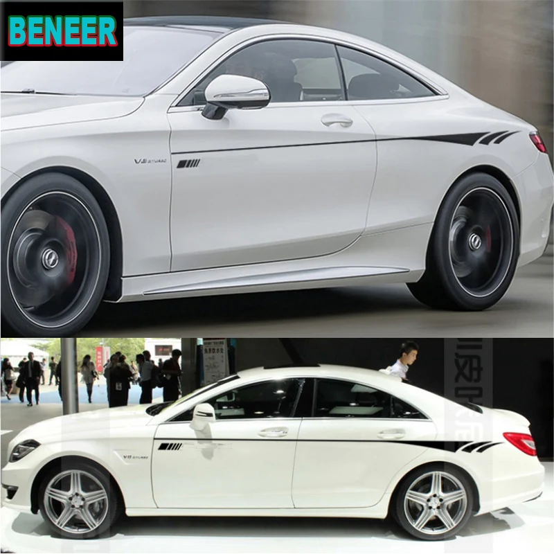 2 стороны KK кузова автомобиля Наклейка для Mercedes benz AMG w204 w211 W210 C63 c180 e200 CLA GLK GLE GLA A180 A B C E класс A45