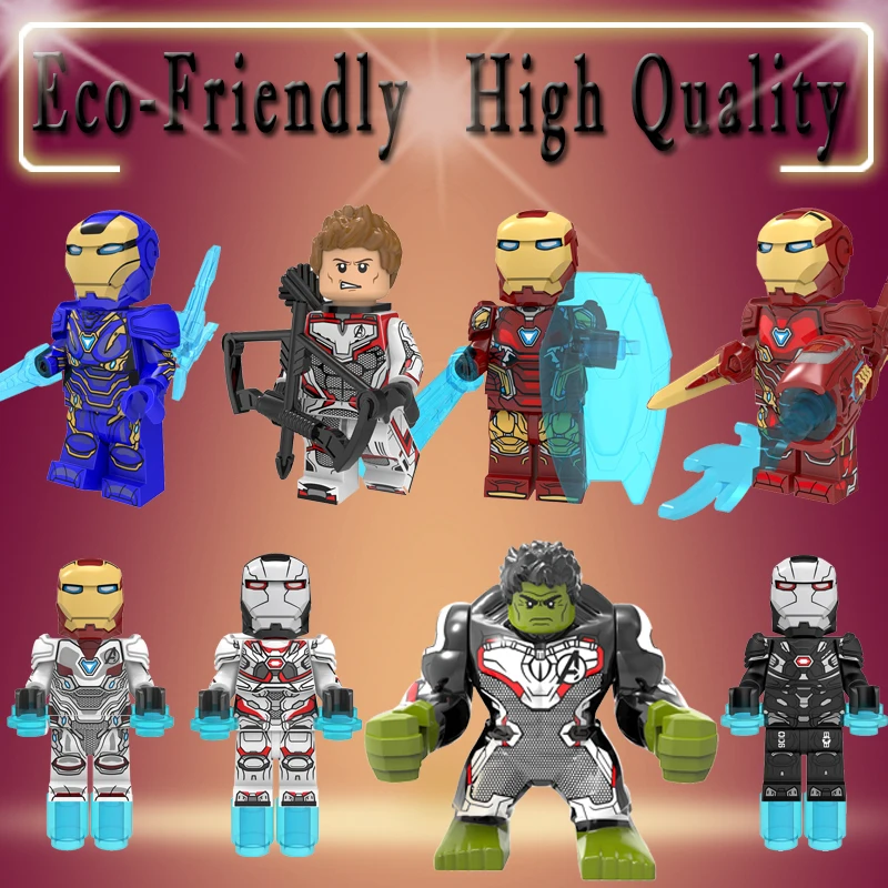 

Super Hero Avengers 4 Thor War Machine MK85 Captain America MK50 Pepper Potts Iron Man figure Building Block children Toy KT1026