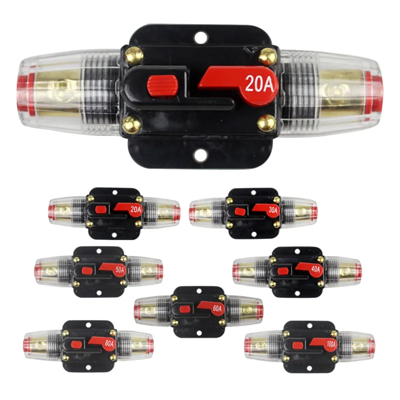 1 шт. 12 в автомобильный Грузовик аудио сбрасываемый Предохранитель автоматический выключатель аудио усилитель защита от перегрузки держатель предохранителя DC 20A-100A