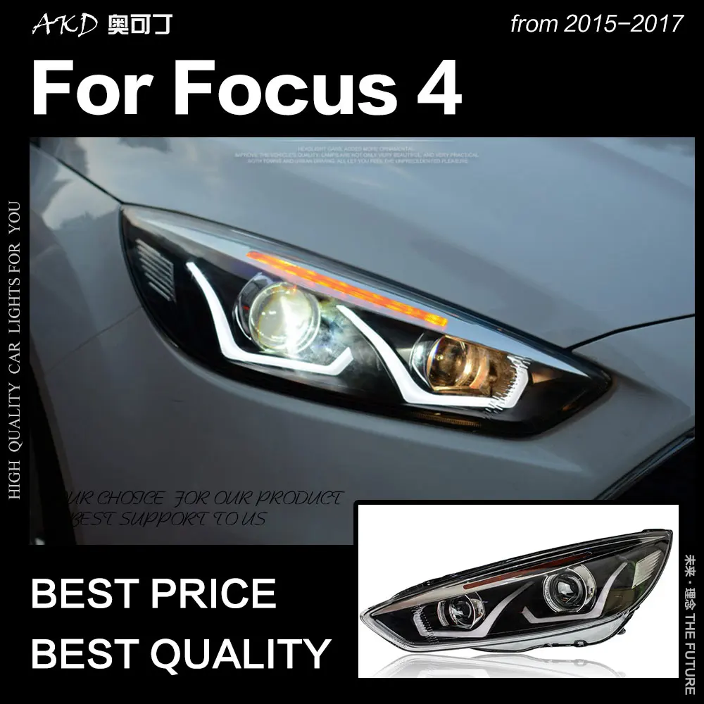 AKD автомобильный Стайлинг для Ford Focus фара- Focus 4 светодиодный головной фонарь H7 D2H Hid опция Angel Eye Bi Xenon луч аксессуары