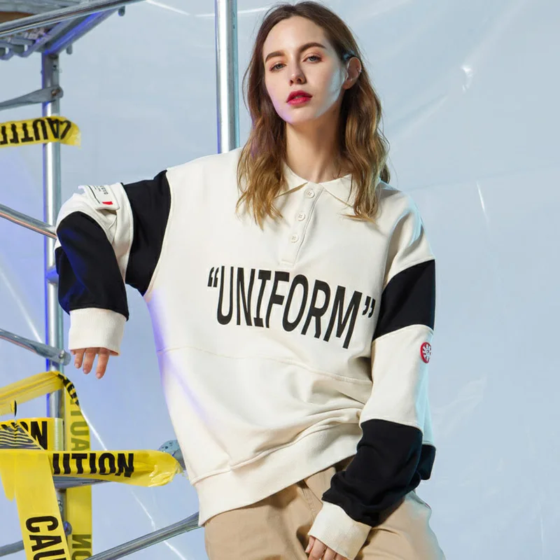 

Harajuku BF Style Oversized Hoodie Women Loose Korean Sweatshirt 2019 New Arrival Streetwear Fashion Spring Lapel Couple Hoodies