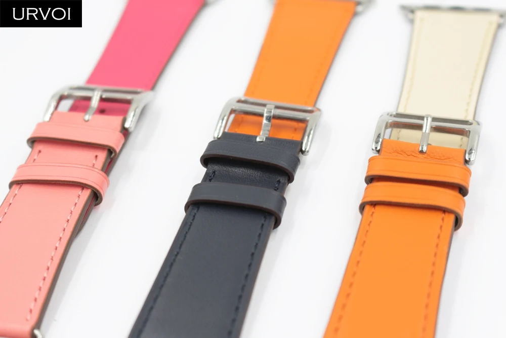Кожаный ремешок URVOI для apple watch классический черный ручной работы с пряжкой iWatch 5/4