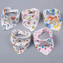 5 шт./партия, детские нагрудники, двухслойные хлопковые нагрудники с рисунком животных, бандана, слюнявчик