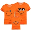 New 2023 Cotton Family Matching T Shirt Smiling Face Shirt Short Sleeves Matching Clothes Fashion Family Outfit Set Tees Tops 6